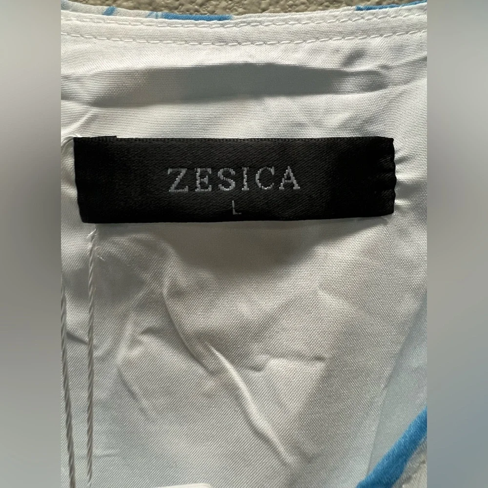 Zesica - Large - New With Tags - Blue Floral Midi Dress with Belt - Picture 5 of 13